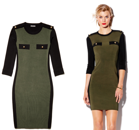 Vince-Camuto-Military-Sweater-Dress-fall2013